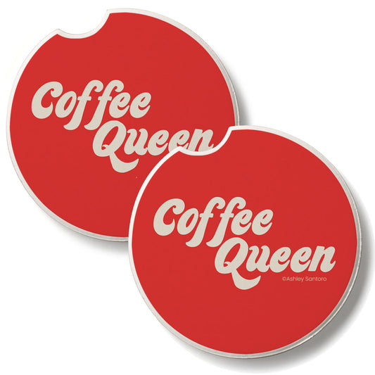 Coffee Queen 2 Pack Absorbent Stone Car Coasters 2.6" Manufactured in the USA