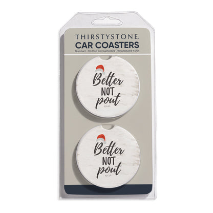 Better Not Pout 2 Pack Absorbent Stone Car Coasters 2.6" Manufactured in the USA