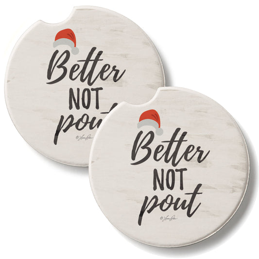 Better Not Pout 2 Pack Absorbent Stone Car Coasters 2.6" Manufactured in the USA