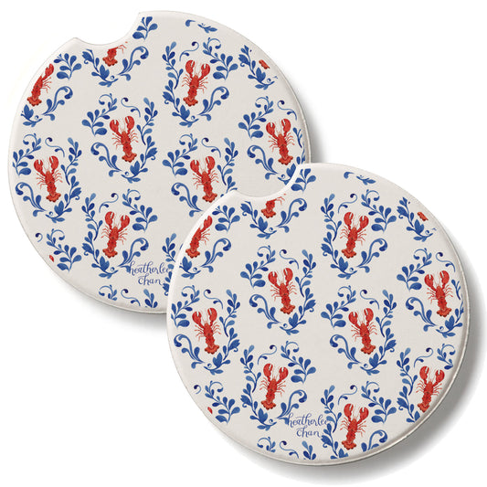 Lobster Toss 2 Pack Absorbent Stone Car Coasters 2.6" Manufactured in the USA