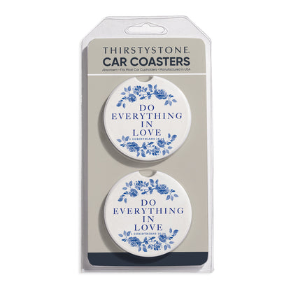 Do Everything In Love 2 Pack Absorbent Stone Car Coasters 2.6" Manufactured in the USA