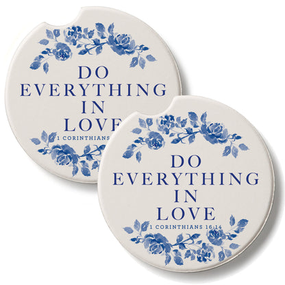 Do Everything In Love 2 Pack Absorbent Stone Car Coasters 2.6" Manufactured in the USA