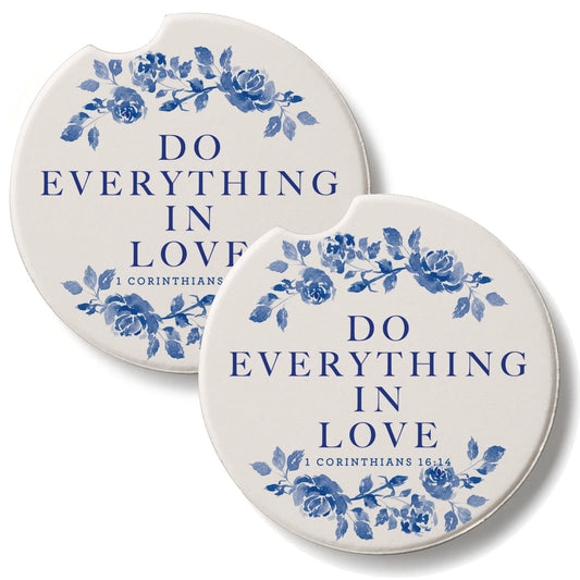 Do Everything In Love 2 Pack Absorbent Stone Car Coasters 2.6" Manufactured in the USA