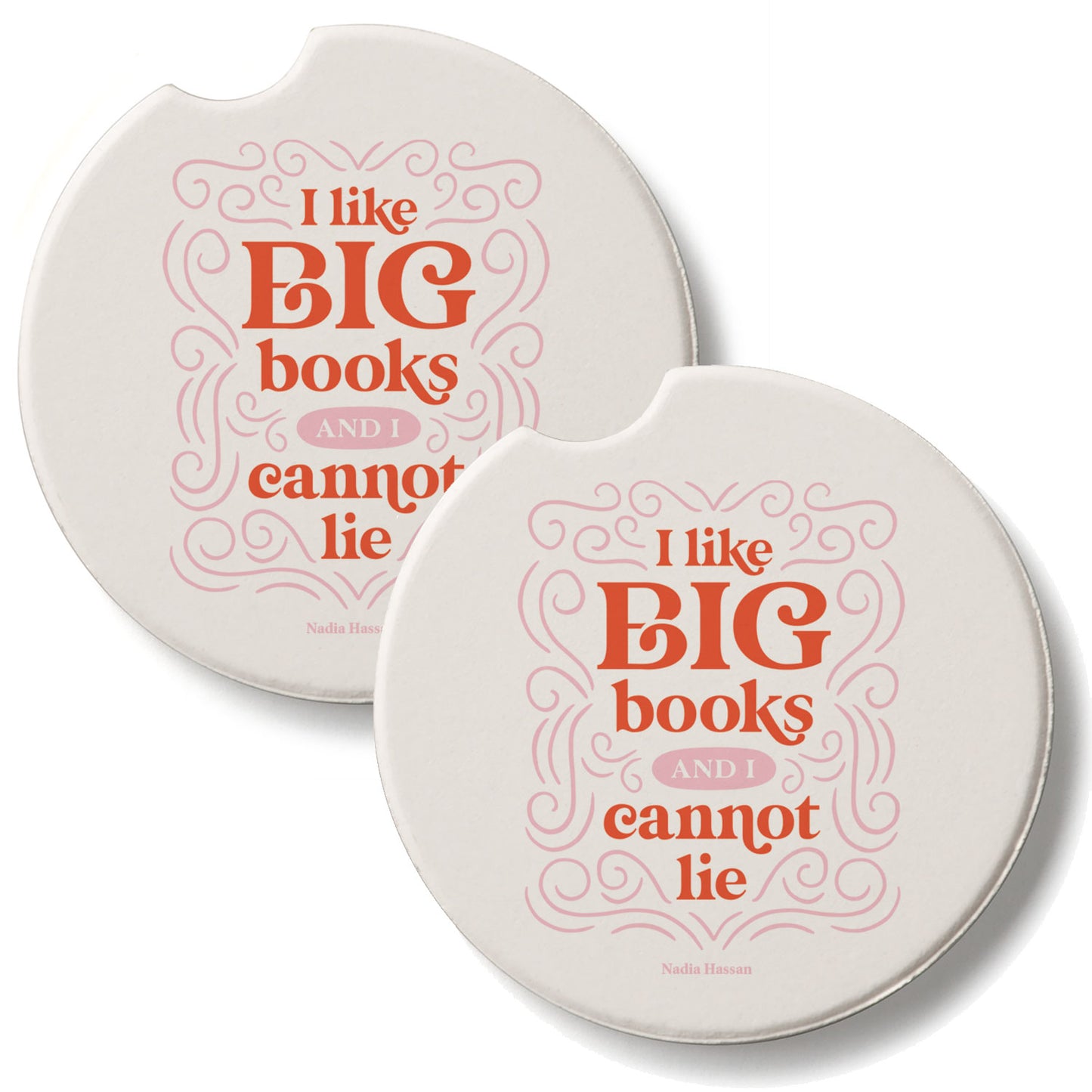 Big Books 2 Pack Absorbent Stone Car Coasters 2.6" Manufactured in the USA