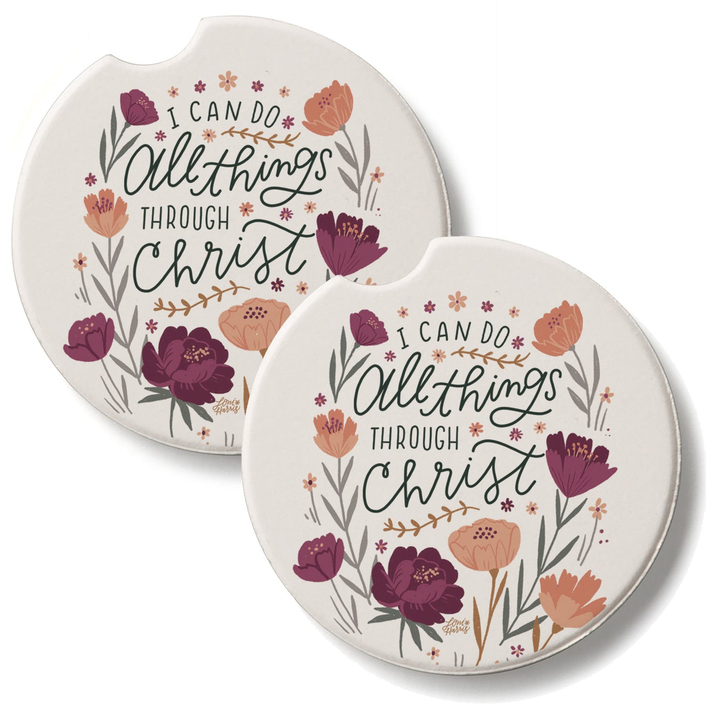 All Things 2 Pack Absorbent Stone Car Coasters 2.6" Manufactured in the USA