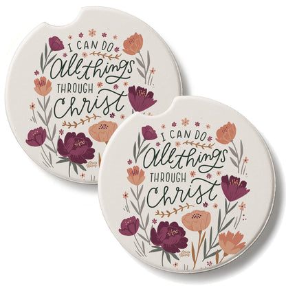 All Things 2 Pack Absorbent Stone Car Coasters 2.6" Manufactured in the USA