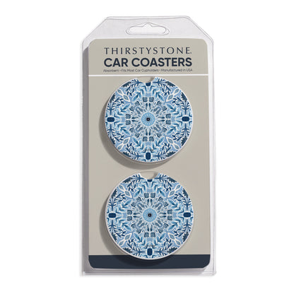 Farmhouse Tile 2 Pack Absorbent Stone Car Coasters 2.6" Manufactured in the USA