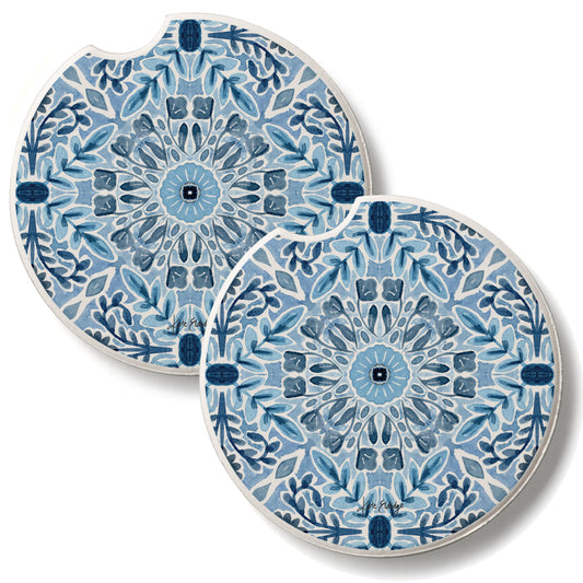 Farmhouse Tile 2 Pack Absorbent Stone Car Coasters 2.6" Manufactured in the USA