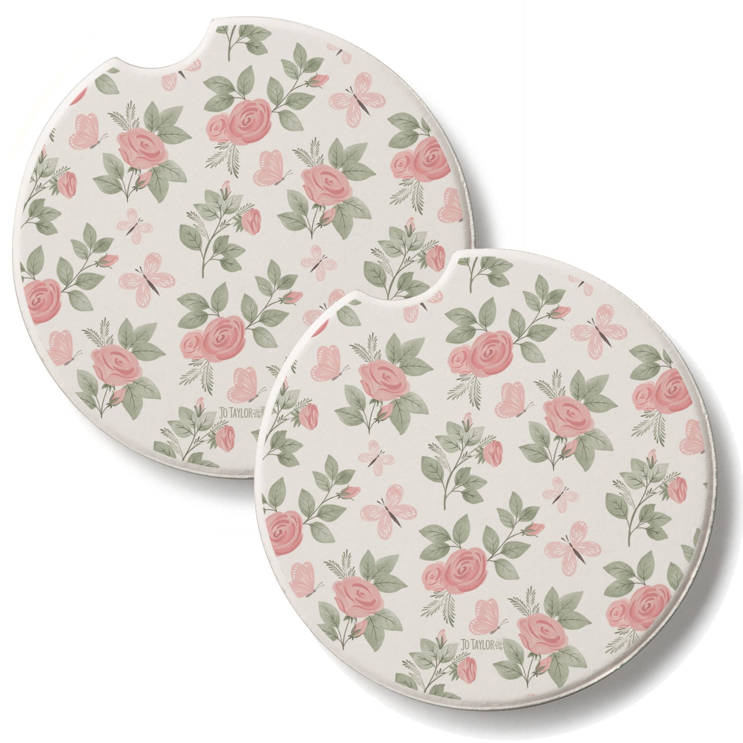 Pretty Coquette 2 Pack Absorbent Stone Car Coasters 2.6" Manufactured in the USA