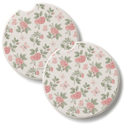 Pretty Coquette 2 Pack Absorbent Stone Car Coasters 2.6" Manufactured in the USA