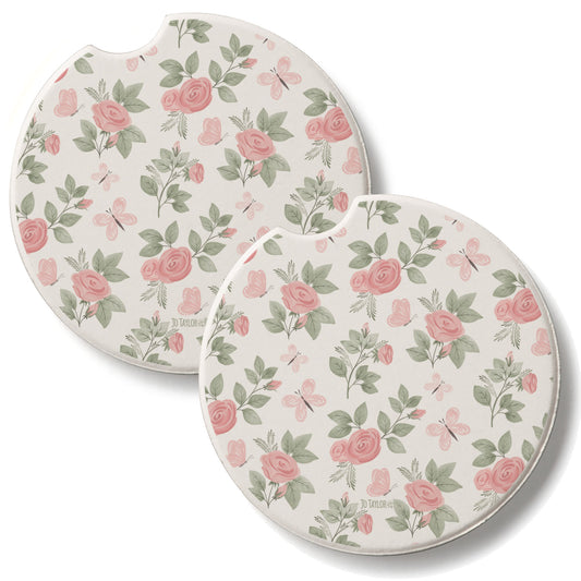 Pretty Coquette 2 Pack Absorbent Stone Car Coasters 2.6" Manufactured in the USA