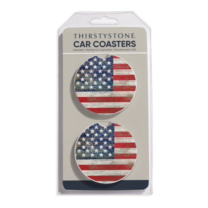 Americana 2 Pack Absorbent Stone Car Coasters 2.6" Manufactured in the USA