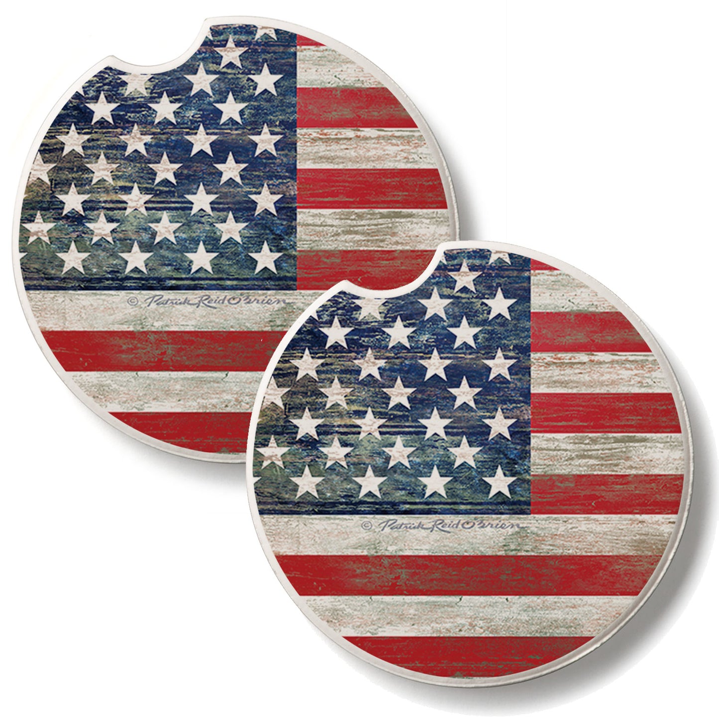 Americana 2 Pack Absorbent Stone Car Coasters 2.6" Manufactured in the USA