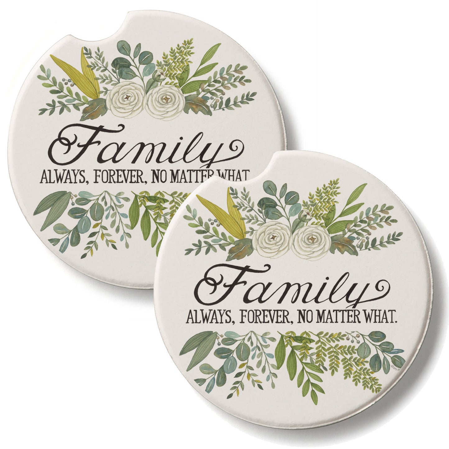 Family Matters 2 Pack Absorbent Stone Car Coasters 2.6" Manufactured in the USA