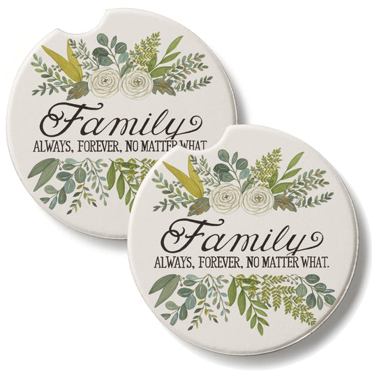 Family Matters 2 Pack Absorbent Stone Car Coasters 2.6" Manufactured in the USA