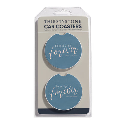Forever Family 2 Pack Absorbent Stone Car Coasters 2.6" Manufactured in the USA