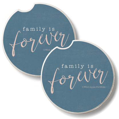 Forever Family 2 Pack Absorbent Stone Car Coasters 2.6" Manufactured in the USA