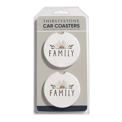 Family Floral 2 Pack Absorbent Stone Car Coasters 2.6" Manufactured in the USA