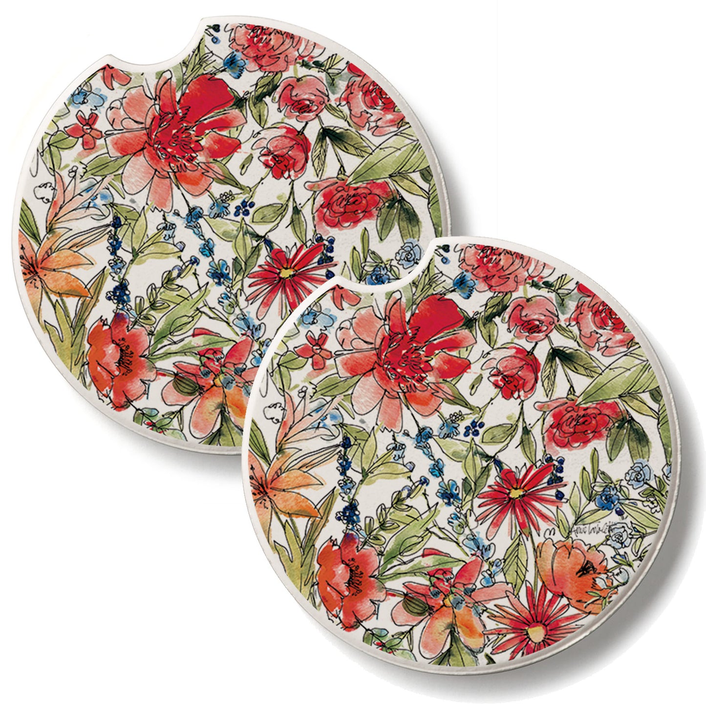 Americana Mood 2 Pack Absorbent Stone Car Coasters 2.6" Manufactured in the USA