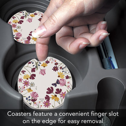 Blooming Border 2 Pack Absorbent Stone Car Coasters 2.6" Manufactured in the USA