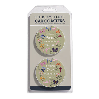 Spread Love 2 Pack Absorbent Stone Car Coasters 2.6" Manufactured in the USA