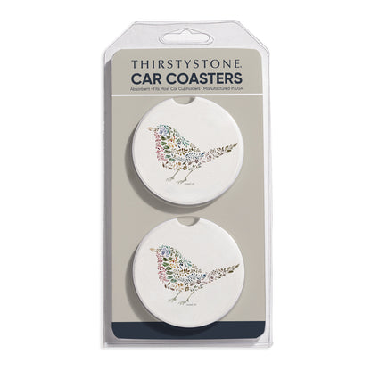 Nature Bird 2 Pack Absorbent Stone Car Coasters 2.6" Manufactured in the USA
