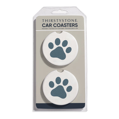 Paw 2 Pack Absorbent Stone Car Coasters 2.6" Manufactured in the USA
