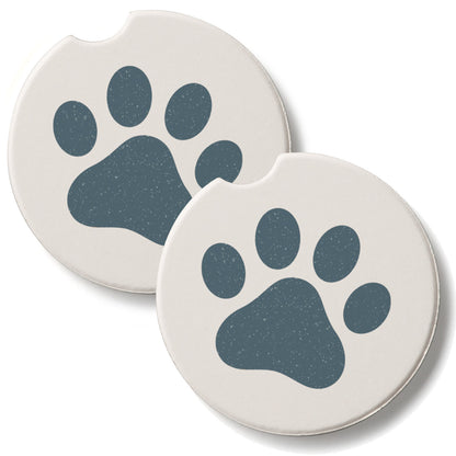 Paw 2 Pack Absorbent Stone Car Coasters 2.6" Manufactured in the USA