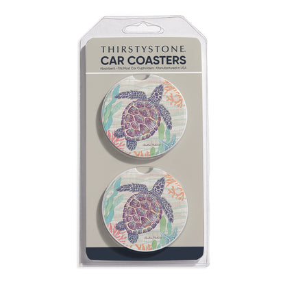 Salt & Sea 2 Pack Absorbent Stone Car Coasters 2.6" Manufactured in the USA