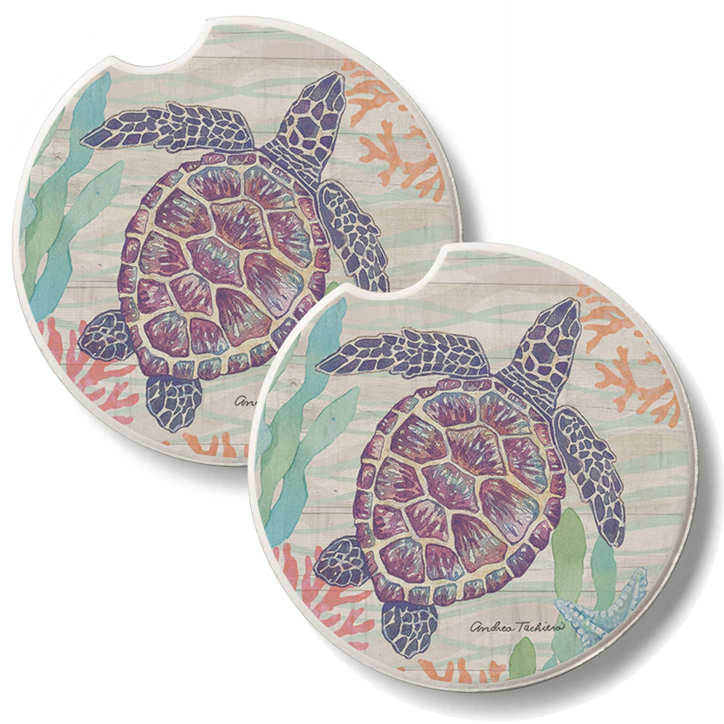 Salt & Sea 2 Pack Absorbent Stone Car Coasters 2.6" Manufactured in the USA