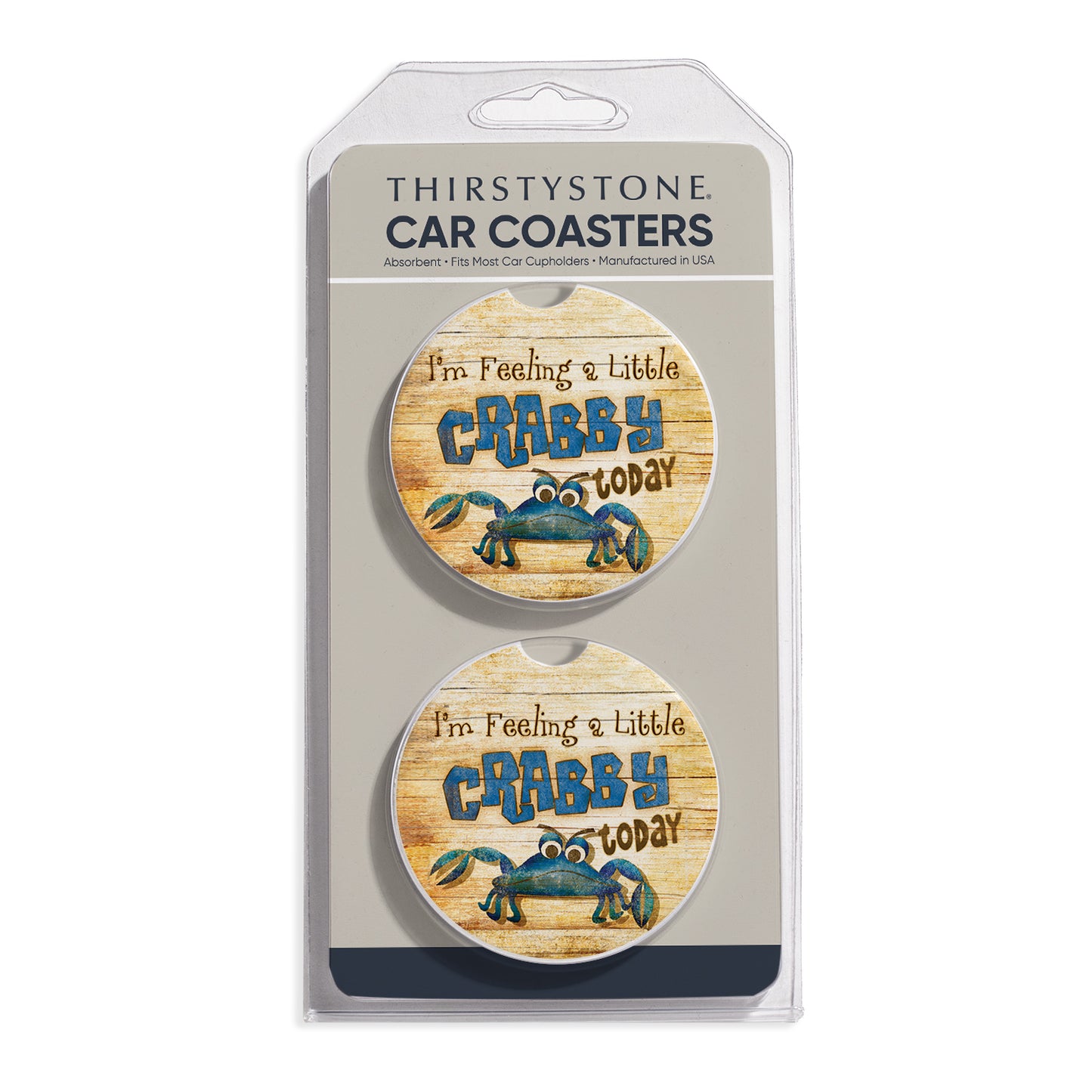 Feeling Crabby 2 Pack Absorbent Stone Car Coasters 2.6" Manufactured in the USA