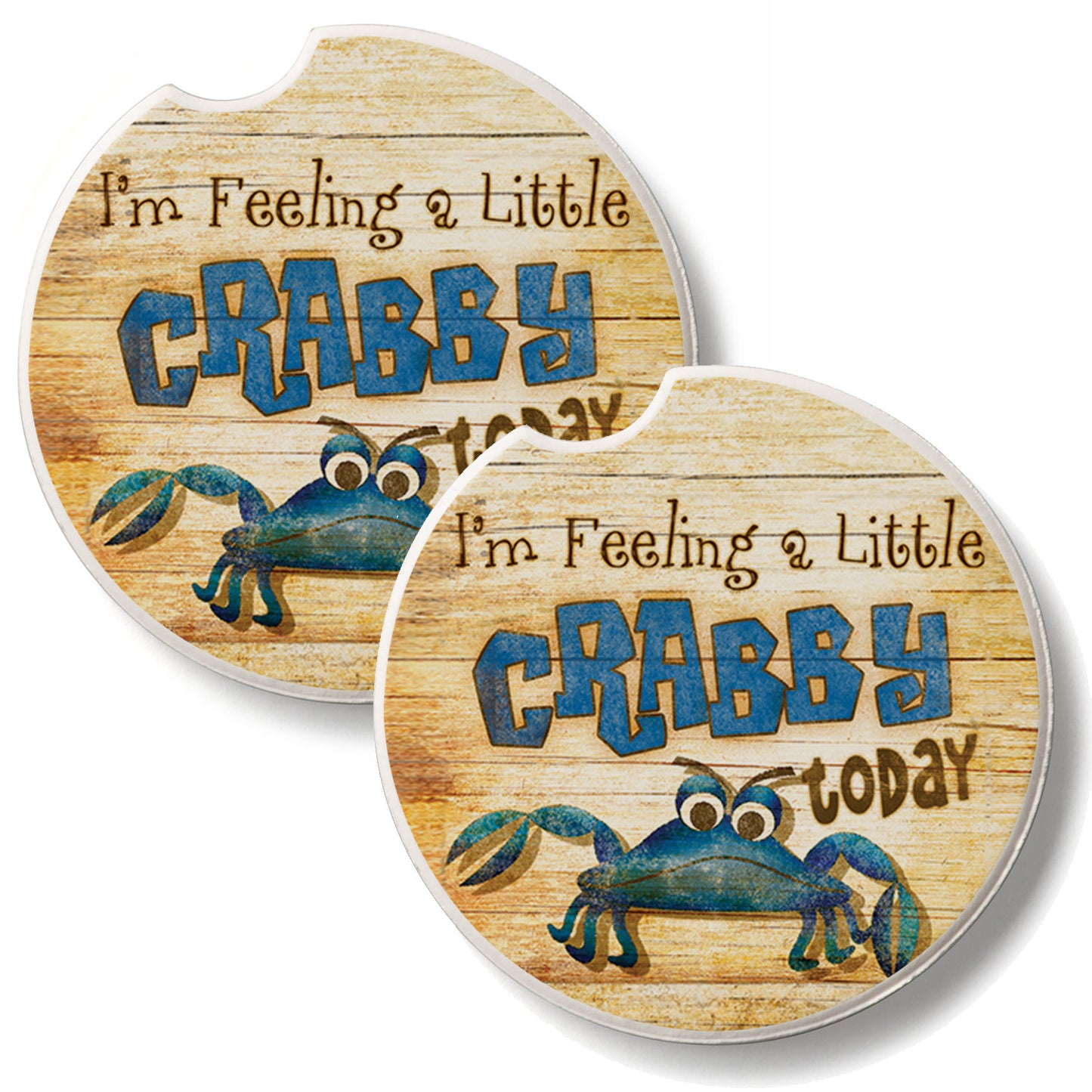 Feeling Crabby 2 Pack Absorbent Stone Car Coasters 2.6" Manufactured in the USA