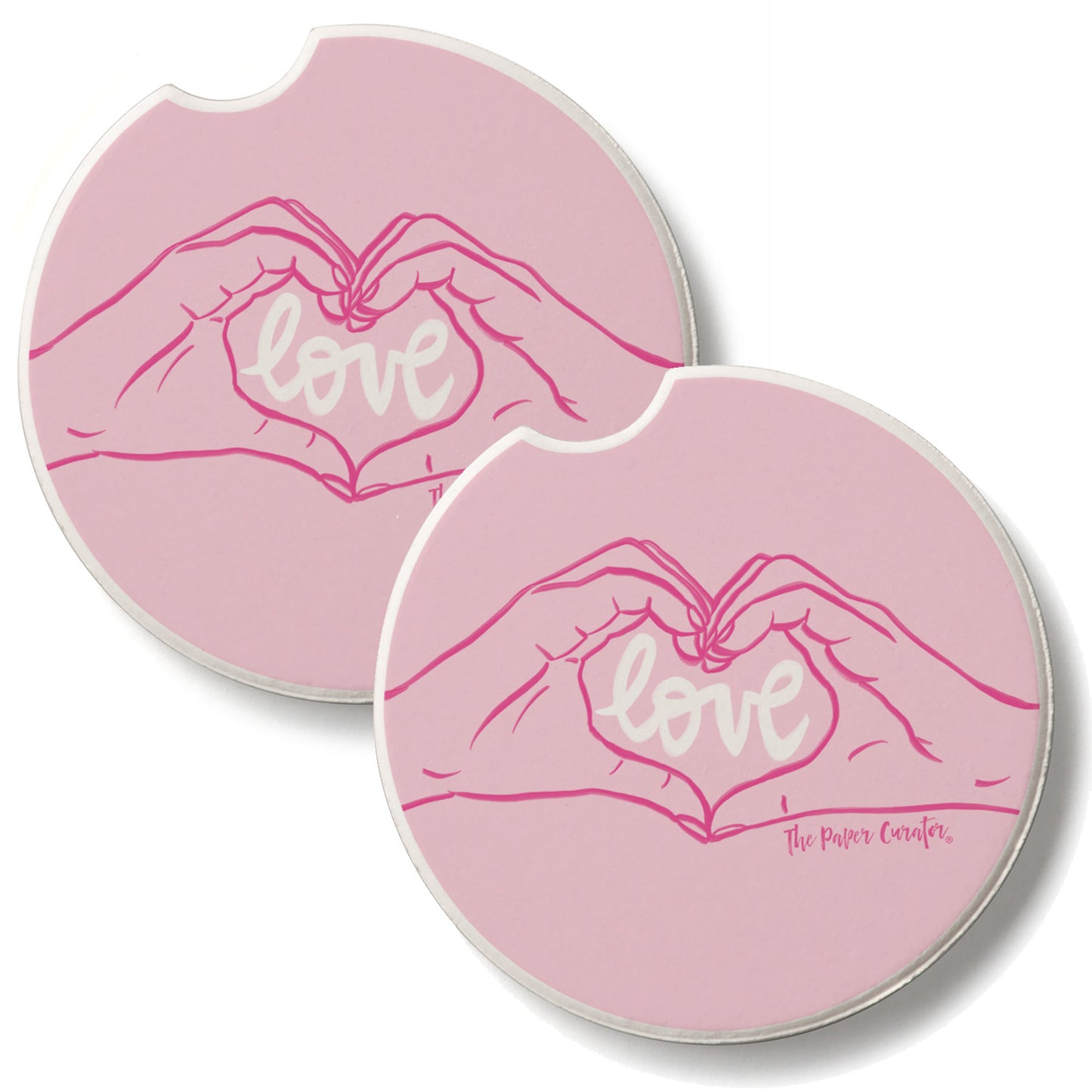 Love Hands 2 Pack Absorbent Stone Car Coasters 2.6" Manufactured in the USA