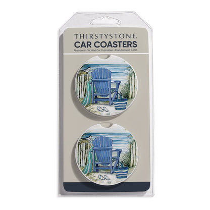 By The Sea Chair 2 Pack Absorbent Stone Car Coasters 2.6" Manufactured in the USA