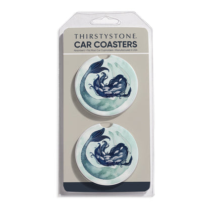 Mermaid Scales 2 Pack Absorbent Stone Car Coasters 2.6" Manufactured in the USA