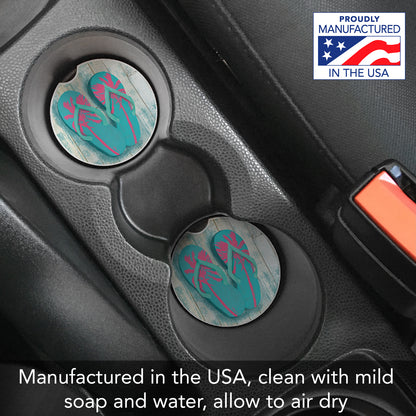 Pompano Sandals 2 Pack Absorbent Stone Car Coasters 2.6" Manufactured in the USA