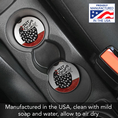 Cluckin' Around 2 Pack Absorbent Stone Car Coasters 2.6" Manufactured in the USA