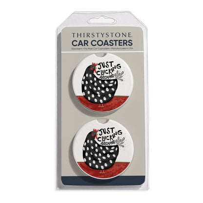 Cluckin' Around 2 Pack Absorbent Stone Car Coasters 2.6" Manufactured in the USA
