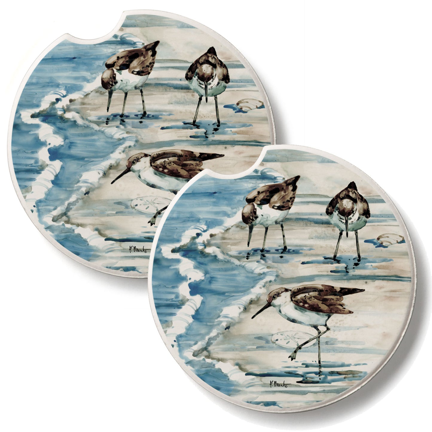 Rockhampton Sandpipers 2 Pack Absorbent Stone Car Coasters 2.6" Manufactured in the USA