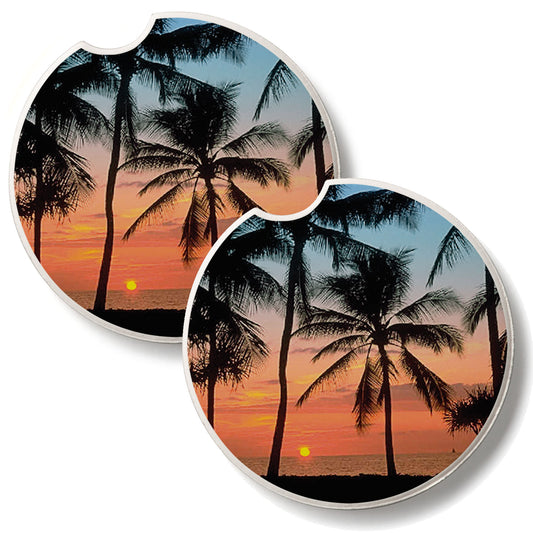 Palms 2 Pack Absorbent Stone Car Coasters 2.6" Manufactured in the USA