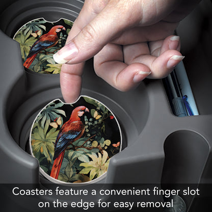 Parrot Party 2 Pack Absorbent Stone Car Coasters 2.6" Manufactured in the USA