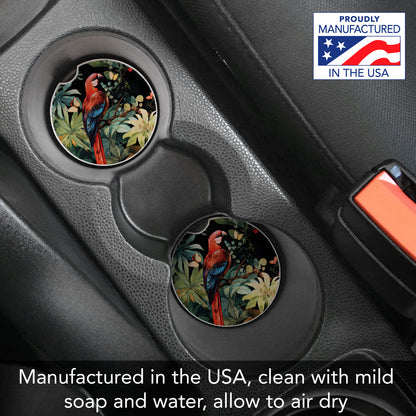 Parrot Party 2 Pack Absorbent Stone Car Coasters 2.6" Manufactured in the USA