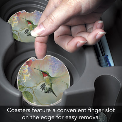 Hummingbird 2 Pack Absorbent Stone Car Coasters 2.6" Manufactured in the USA