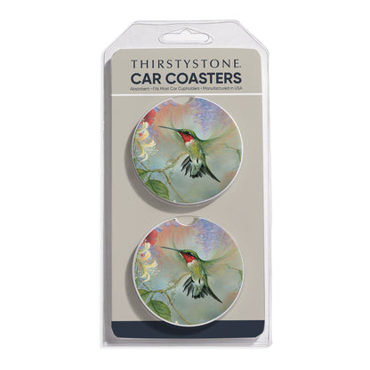 Hummingbird 2 Pack Absorbent Stone Car Coasters 2.6" Manufactured in the USA