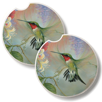 Hummingbird 2 Pack Absorbent Stone Car Coasters 2.6" Manufactured in the USA