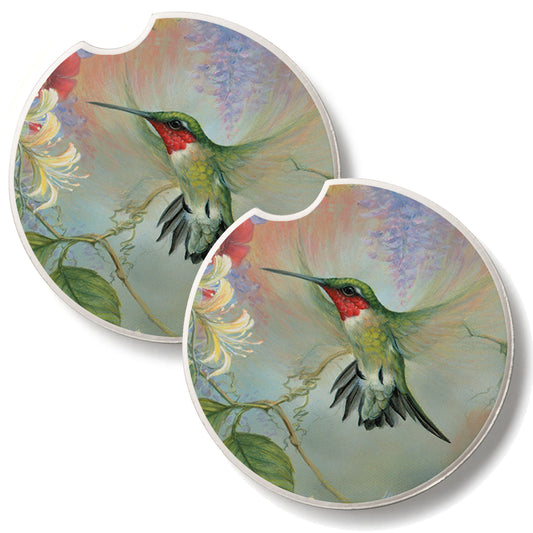 Hummingbird 2 Pack Absorbent Stone Car Coasters 2.6" Manufactured in the USA