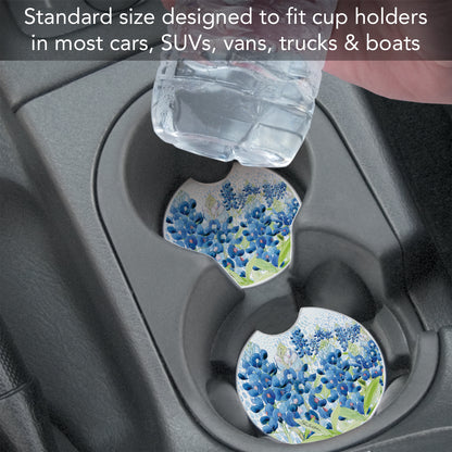 Bluebonnet Field 2 Pack Absorbent Stone Car Coasters 2.6" Manufactured in the USA