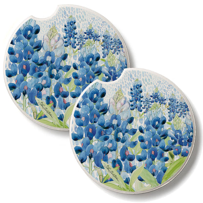 Bluebonnet Field 2 Pack Absorbent Stone Car Coasters 2.6" Manufactured in the USA