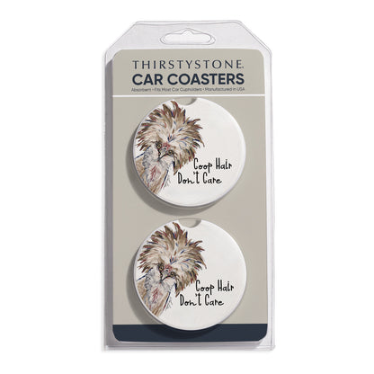 Coop Hair 2 Pack Absorbent Stone Car Coasters 2.6" Manufactured in the USA