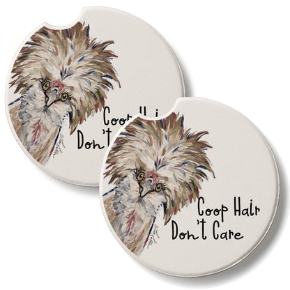 Coop Hair 2 Pack Absorbent Stone Car Coasters 2.6" Manufactured in the USA